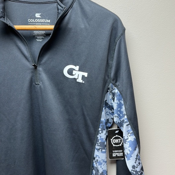 Charcoal Georgia Tech Yellow Jackets OHT Digi Camo Quarter-Zip Jacket Mens Small - Picture 4 of 8